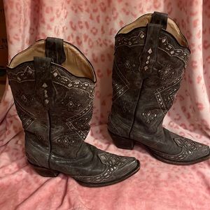 Corral Dark Gray Embellished Cowboy Boots